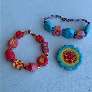 Handmade Clay Bracelets and Brooch